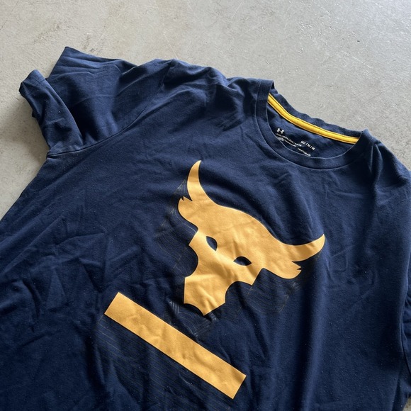 Under Armour Other - Project Rock Brahma Bull T Shirt Mens M Navy Gym Running Crossfit Lifting SS EUC